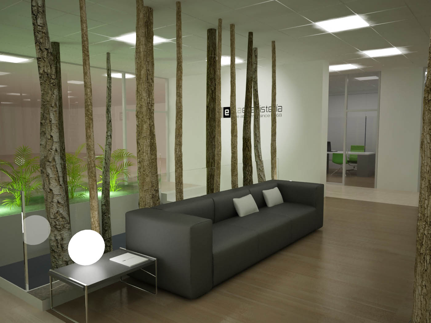 Zona de espera. Oficinas La Ebanistería