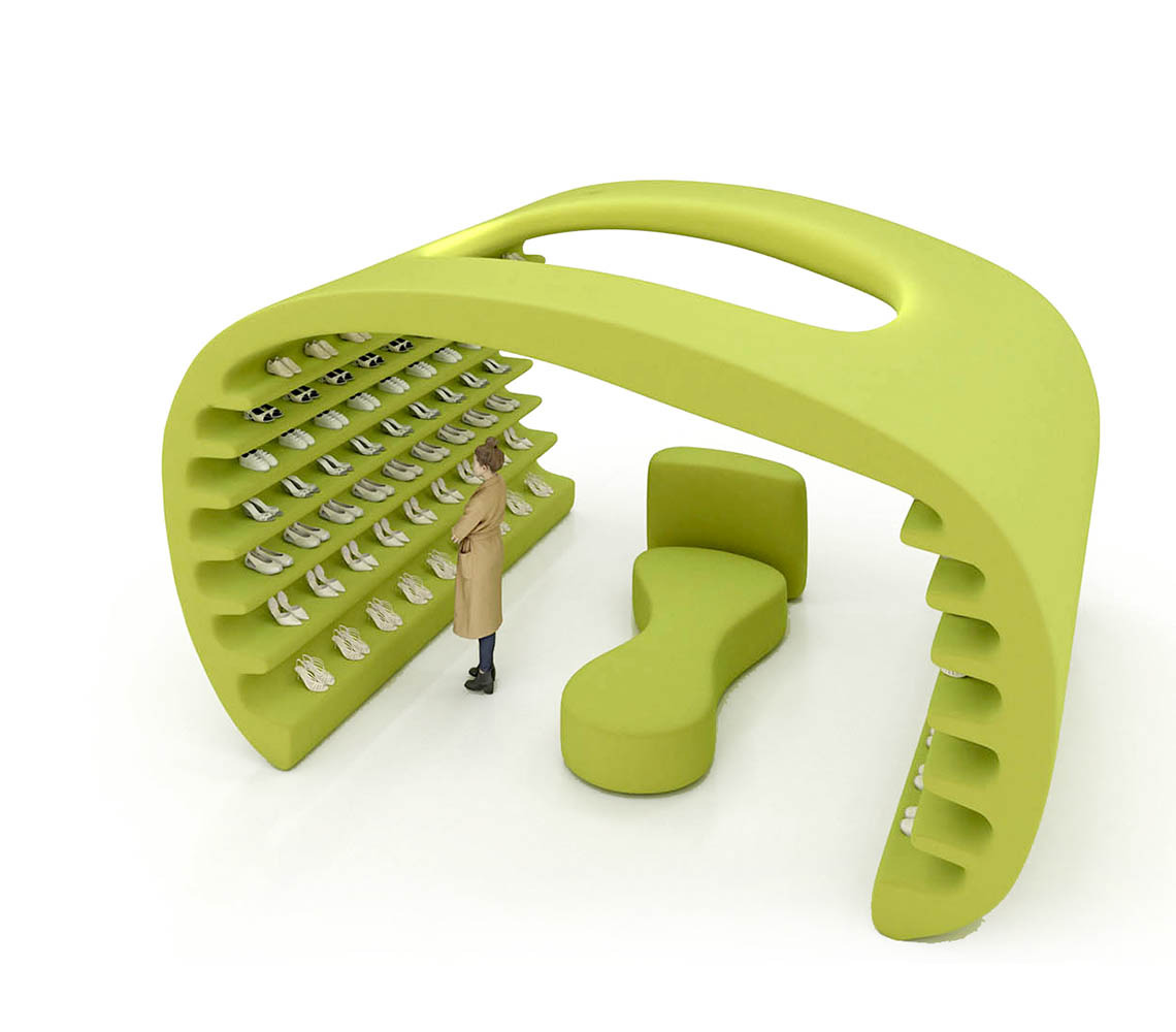 Punto de venta y expositor LOOP para espacios itinerantes